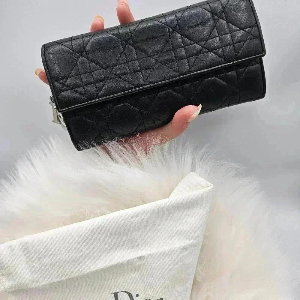 Dior  Lambskin Cannage Long Wallet